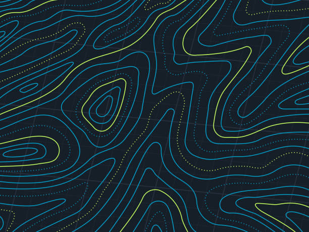 Topographic Dark Pattern Layer Waves Lines Abstract Background Blue dark line layer dashed line topographic lines background. relief map stock illustrations