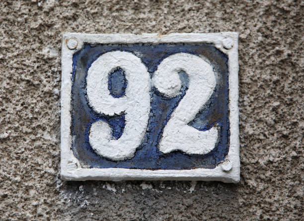 istock Vintage square ceramic street number plate with number. 2022984381