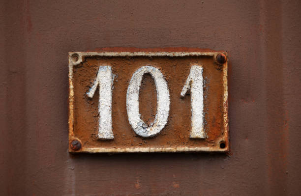 istock Vintage square ceramic street number plate with number. 2022984384
