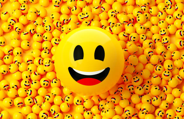 istock Happy Face Emoji Surrounded By Many Emojis On Yellow Background 2022984905