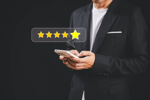 istock Customer satisfaction survey concept. Rate 5-star satisfaction. Five-star service experience rating online application. Customer evaluation product service best quality, satisfaction feedback review 2022987564