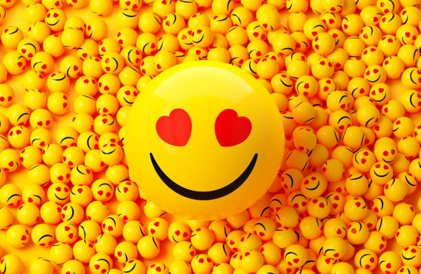 istock Happy Face Emoji Surrounded By Many Emojis On Yellow Background 2022988107