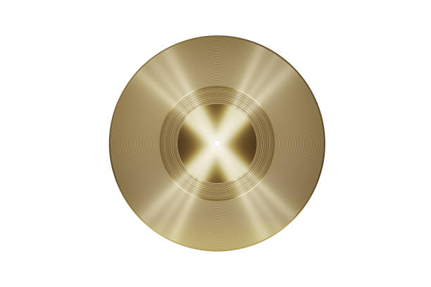 Metallic gold shiny vinyl record background texture