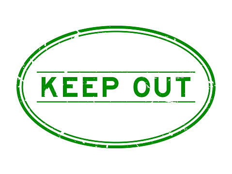 Grunge green keep out word oval rubber seal stamp on white background
