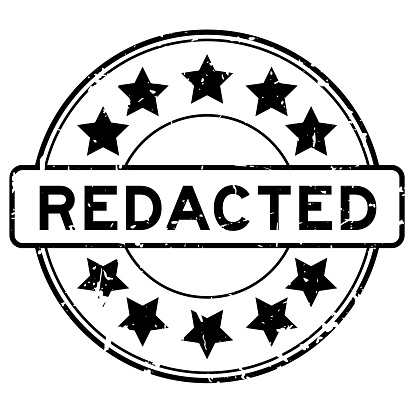 Grunge black redacted word round rubber seal stamp on white background