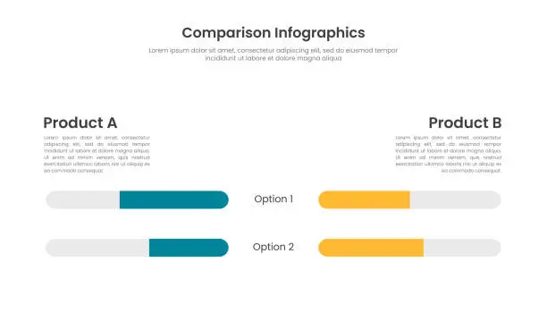 Vector illustration of Products compare bars chart. Comparison infographic template design