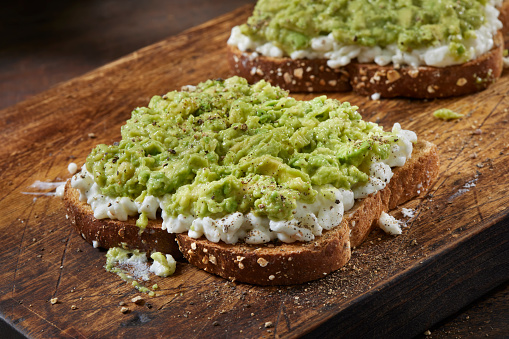 Trending  Cottage Cheese Toast with Creamy Avocado on Whole Grain Bread