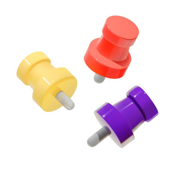 istock Colorful cute Push Pins in Yellow, Red, and Purple. 2023085386