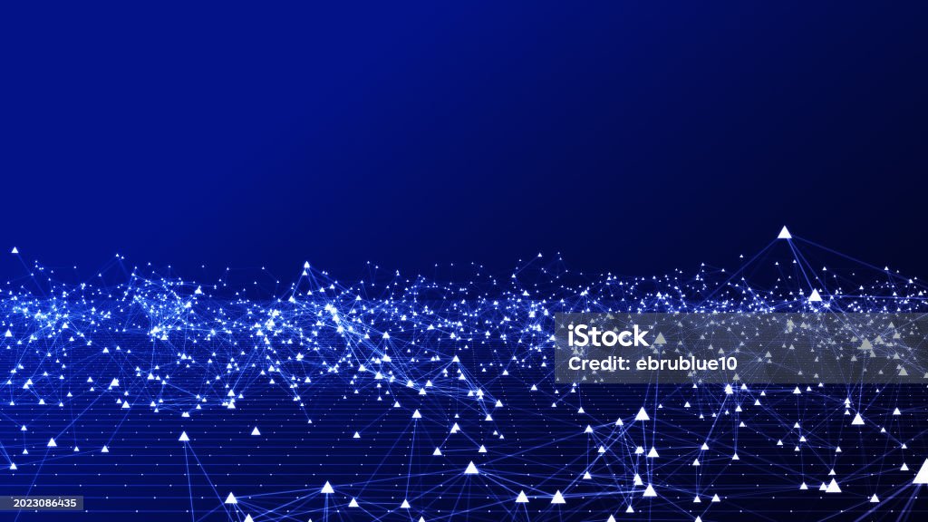 Abstract Digital Flow Particles Cyber Network Connection Background Big ...