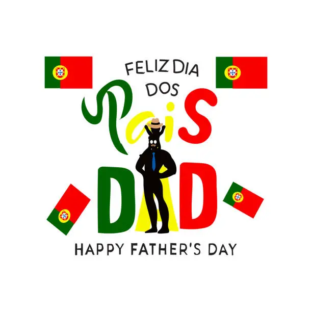 Vector illustration of father day portugal feliz dia dos pais is celebrated every year on 19 march vector