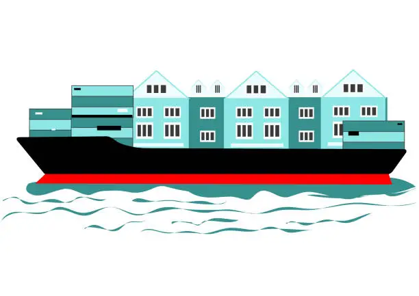 Vector illustration of Cargo ship.Logistics services sea & ocean