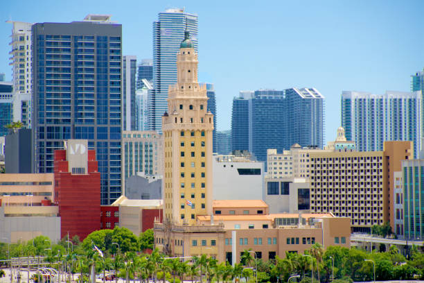 istock Cityscape with a clock tower, waterfront, and skyscrapers in Miami 2023130220