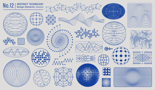 Abstract Technology Design Elements Collection of abstract technology design elements. Wire mesh geometric line art with editable stroke. international drawings stock illustrations