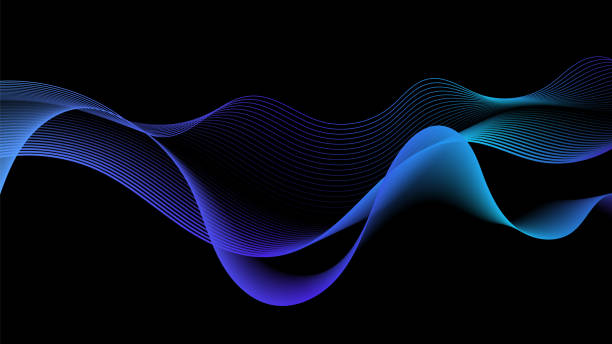 Free Stock Photo of Flowing blue abstract waves on black digital ...