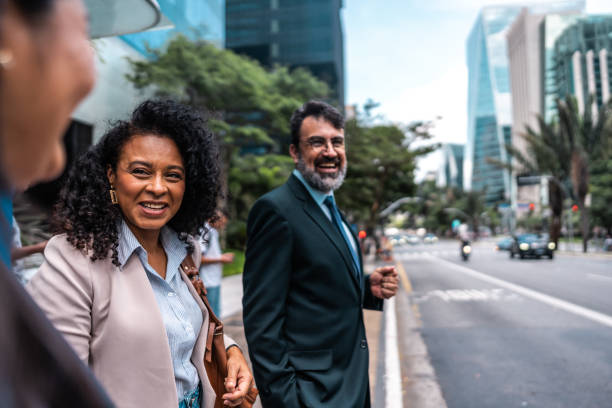 istock Coworkers talking in the street 2023189619
