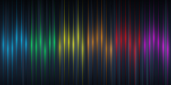 Multi colored neon light rainbow abstract lines background