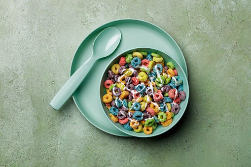 Child's cereal in a bowl