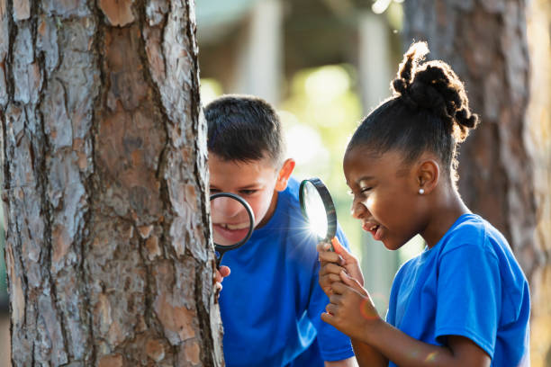 istock Children exploring nature with magnifying glass 2023229683