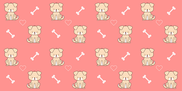 Seamless pattern with cute dog . Cute animals in kawaii style. Drawings for children. vector illustration