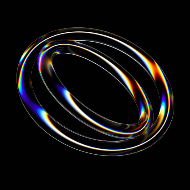 istock Futuristic geometric 3D shape isolated. Dispersion glass rings 2023249441