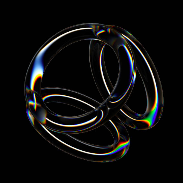 istock Futuristic geometric 3D shape isolated. Dispersion glass rings 2023249444