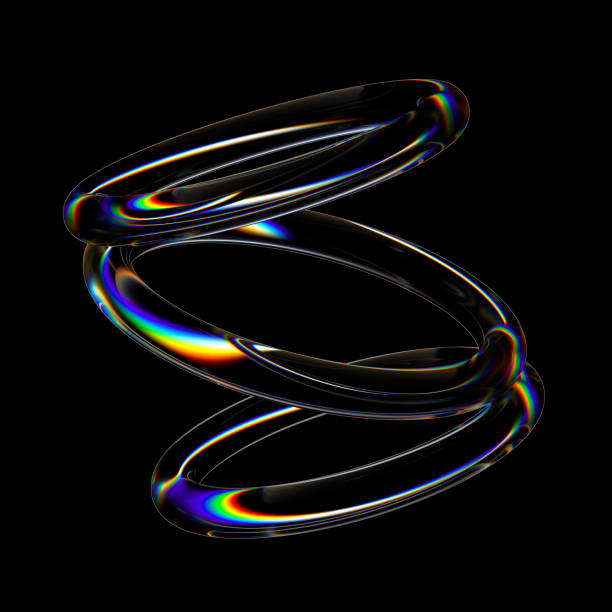 istock Futuristic geometric 3D shape isolated. Dispersion glass rings 2023249961