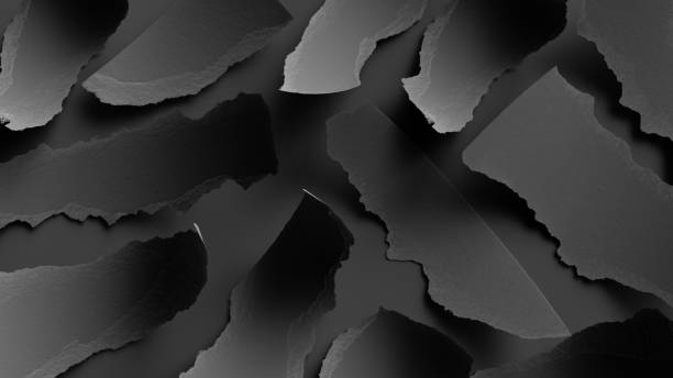 istock 3d render, abstract minimalist black background. Ripped paper pieces macro. Dramatic wallpaper 2023255905