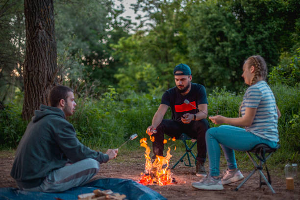 istock Young friends having fun outdoors, they are sitting around a campfire and roasting marshmallows 2023289682