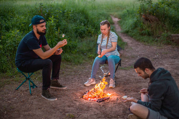 istock Young friends eating roasted marshmallows next to a bonfire in nature 2023291789