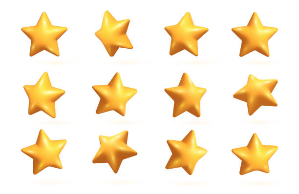 istock 3D yellow stars set. Realistic 3d yellow stars set from different angles. 2023321240