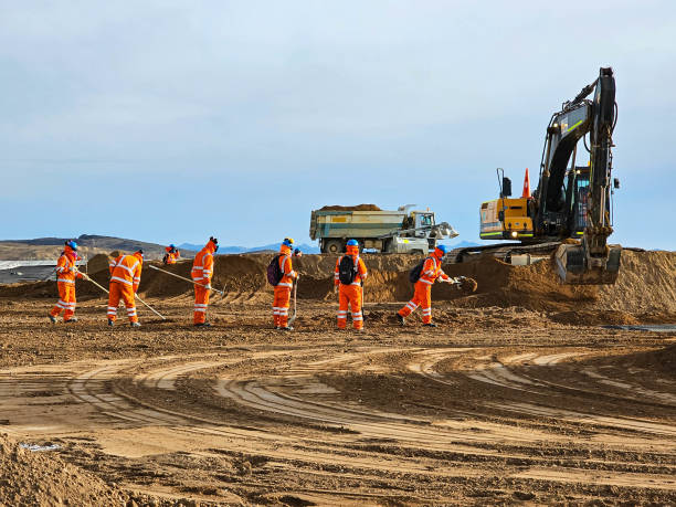 istock Excavator type construction machinery working on bulk earthworks  in a mine. 2023330141