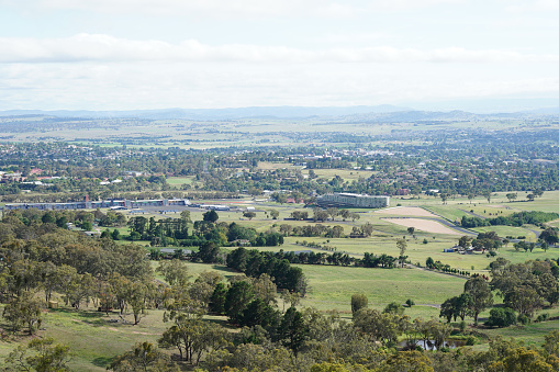View over the town of Bathurst from Mount Panorama, NSW, Australia