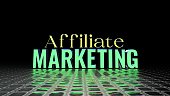 Affiliate Marketing Text, E-Commerce Visual Design, Social Media Images. 3D rendering.