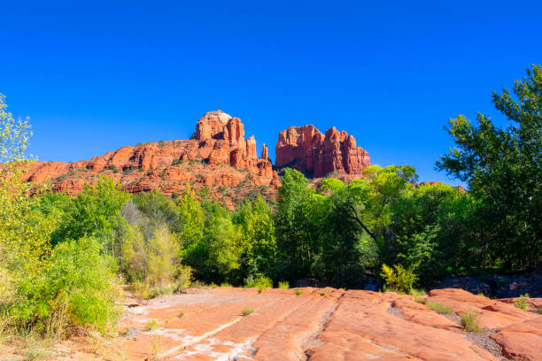 View to Cathedral Rock from Crescent Moon Picnic Site near Sedona, Arizona