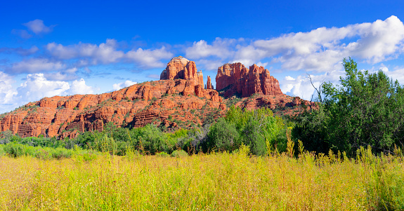 View to Cathedral Rock from Crescent Moon Picnic Site near Sedona, Arizona