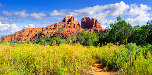 View to Cathedral Rock from Crescent Moon Picnic Site near Sedona, Arizona