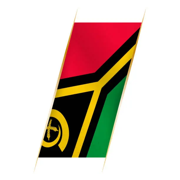 Vector illustration of Vanuatu flag in the form of a banner with waving effect and shadow.