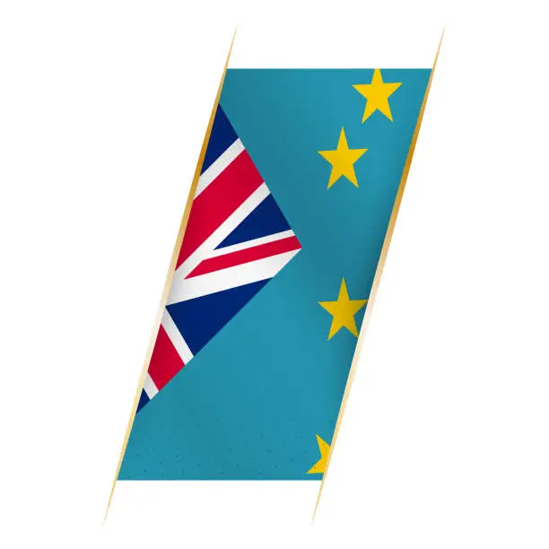 Vector illustration of Tuvalu flag in the form of a banner with waving effect and shadow.