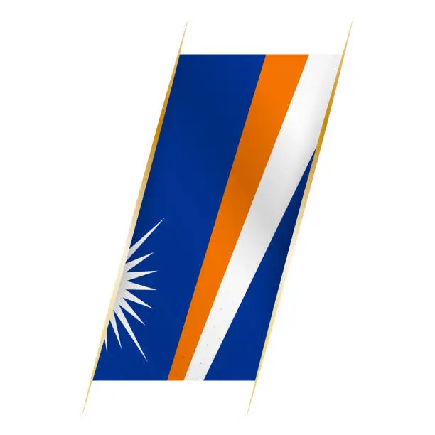 Vector illustration of Marshall Islands flag in the form of a banner with waving effect and shadow.