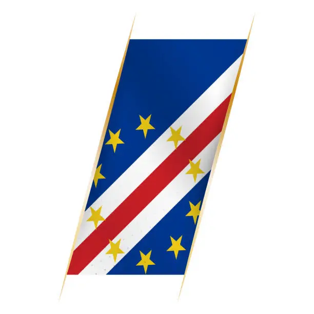 Vector illustration of Cape Verde flag in the form of a banner with waving effect and shadow.