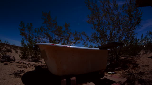 Desert Bathtub Night Sky Stars Moon Shadows