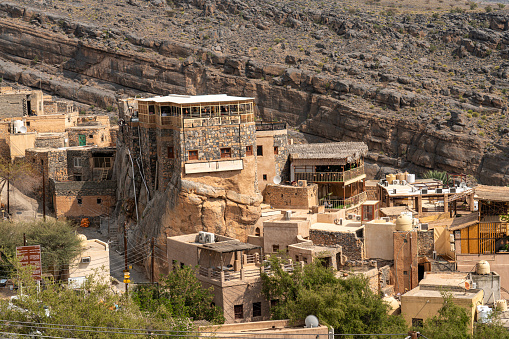 Typical desert village, almost deserted, Al Misfah at Al Hamra, on the way through Wadi Bani Awf—one of Oman’s most picturesque valley.
