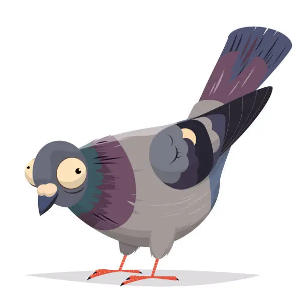 Vector illustration of funny cartoon illustration of an ugly pigeon