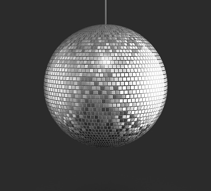 realistic 3d disco ball isolated on gray