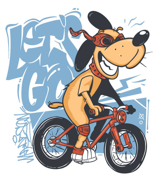 istock Cartoon dog riding a bicycle, vector T-Shirt design. 2023560367