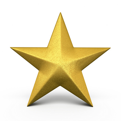 3d render Gold Star (isolated on white and clipping path)