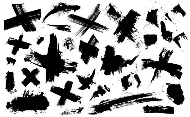 Vector illustration of Black Grunge paint textures and paint brush marks