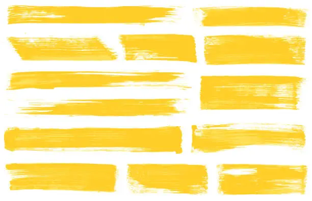 Vector illustration of Yellow paint brush stroke vectors