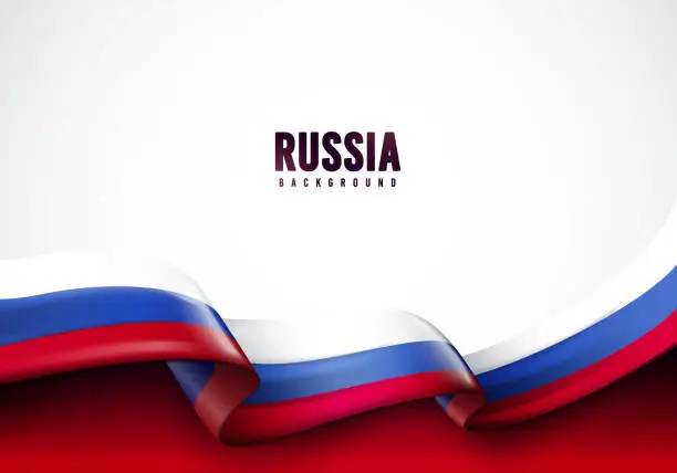 Vector illustration of Waving Russian Flag. Russia Concept Background