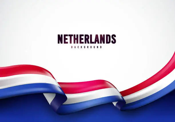 Vector illustration of Waving Dutch Flag. Netherland Concept Background